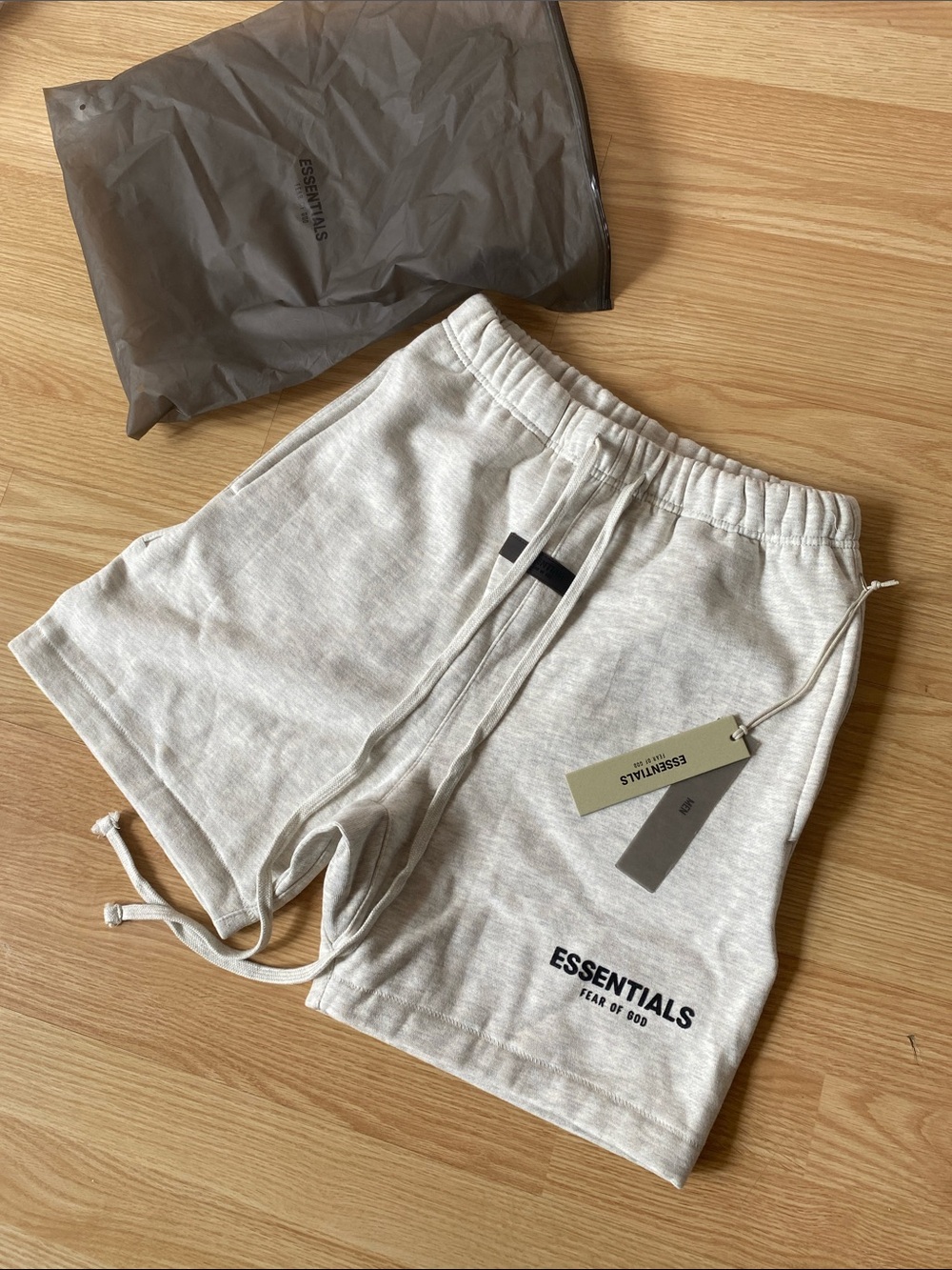 Essentials Men’s Cream Athletic Cotton Jersey Shorts